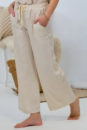 schimmernde Leinenhose, beige-gold