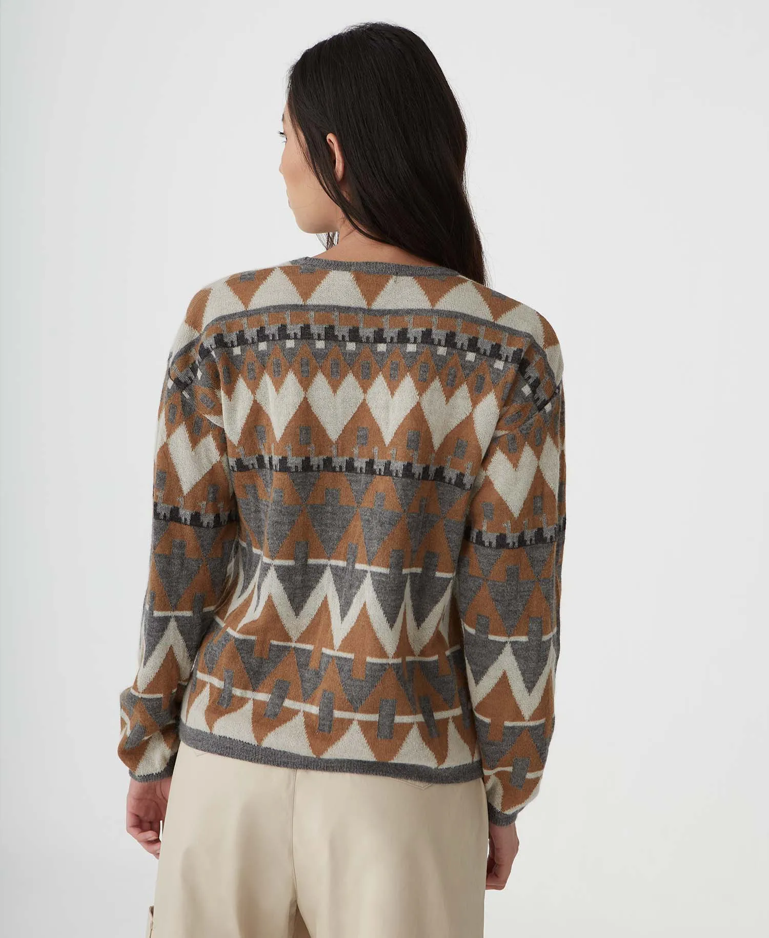 Seried Lined Jacquard Pullover