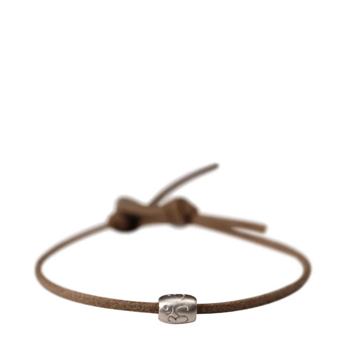 Sterling Silver Om & Fearlessness Bead Bracelet on Cord