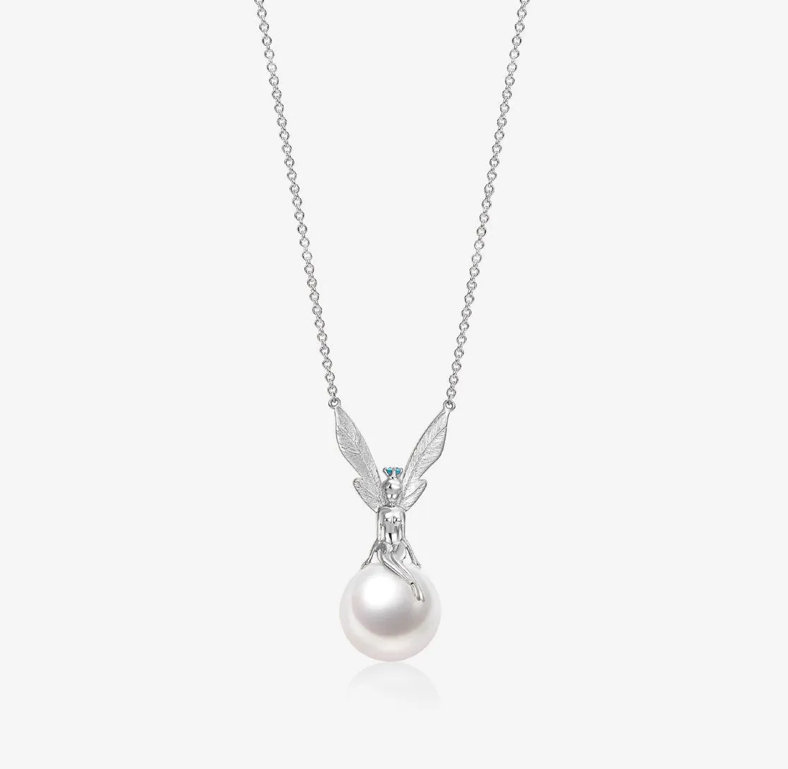 THIALH - DATURA • ASTRA - 18K White Gold M size Paraiba Tourmaline and Pearl Necklace