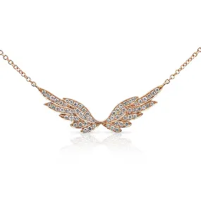 WHITE PAVÉ DIAMOND SET IN ROSE GOLD ANGEL WING NECKLACE